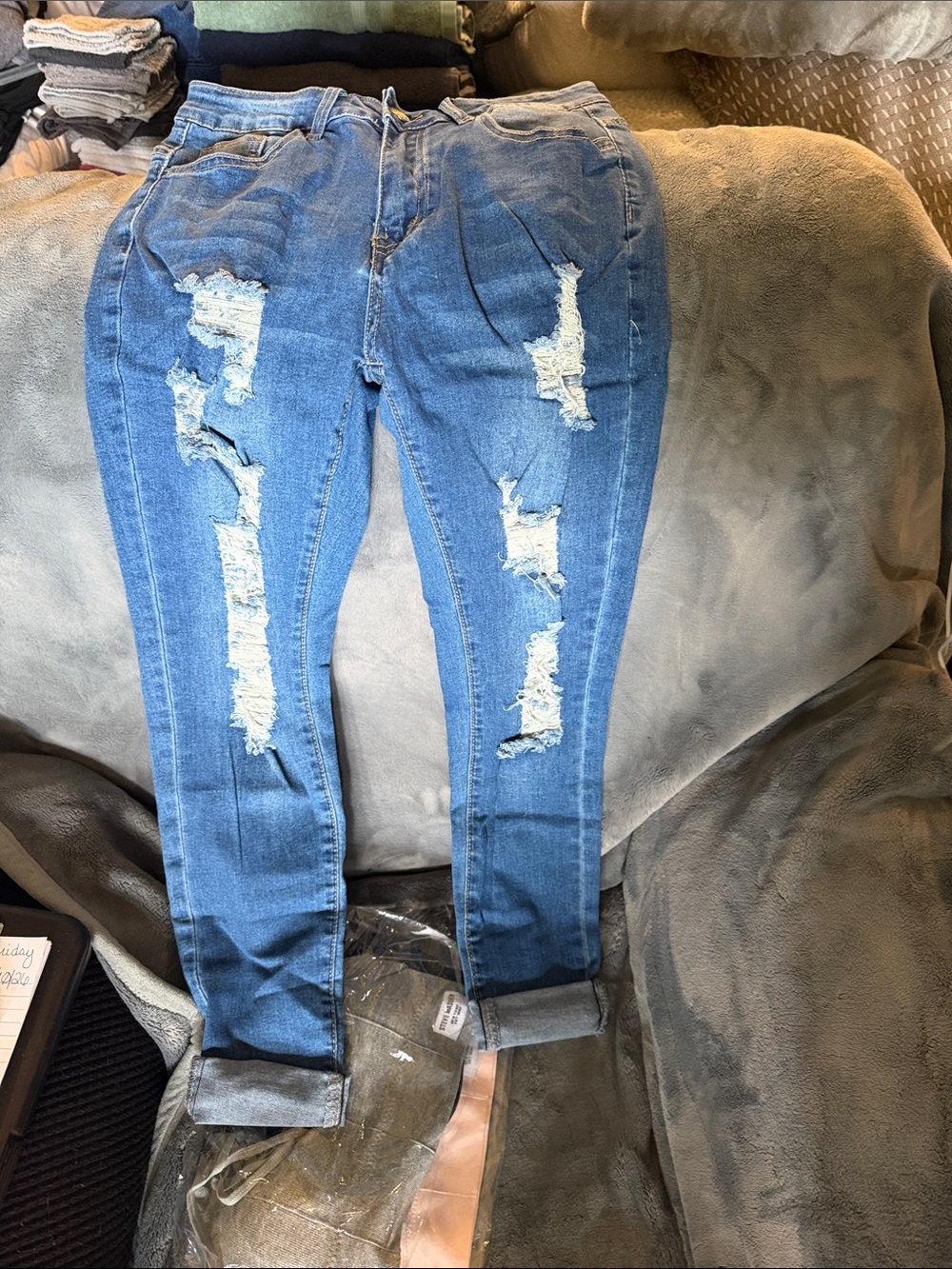 *NWT* Kunmi Distressed High-Rise Skinny Jeans - Blue - Sz. 6
